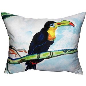 Betsy Drake Toucan Tropical Bird Accent Throw Pillow Indoor Outdoor 18 Inches